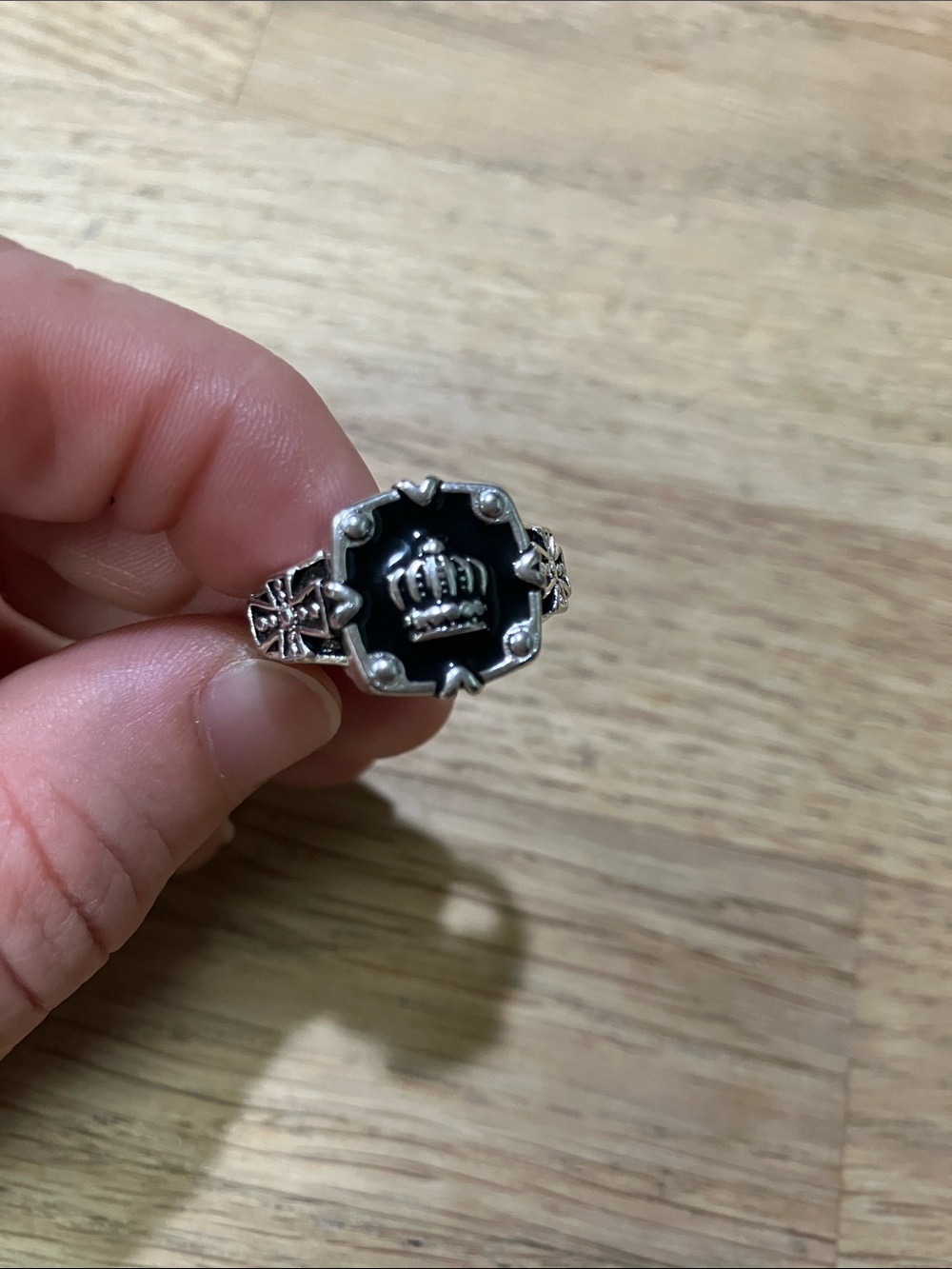 Silver/Black Color Gothic/Grunge adjustable Style Crown Ring